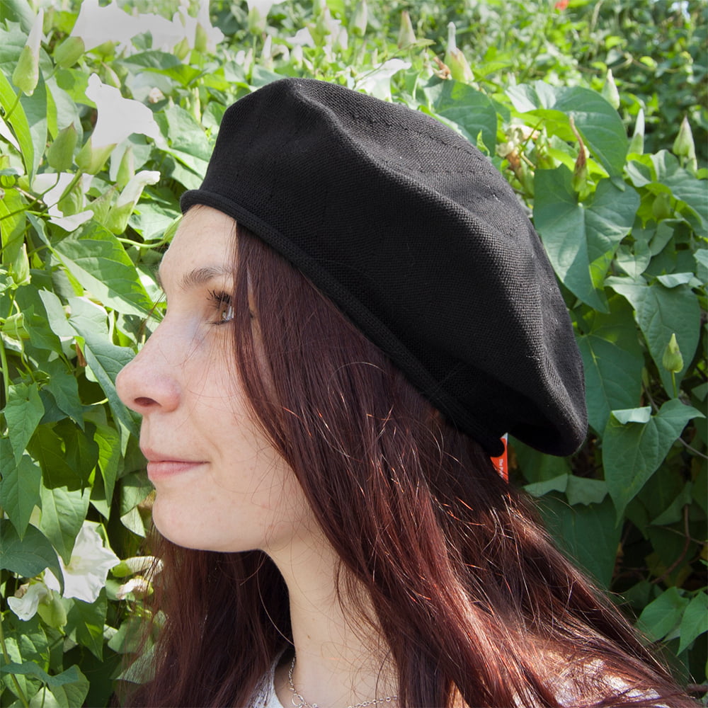 sur la tête 10.5 Inch Cotton Beret - Black