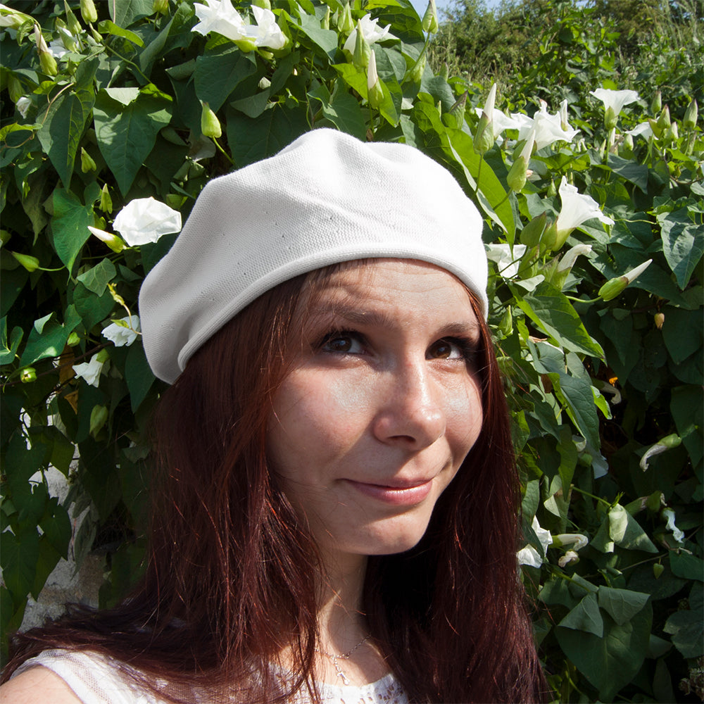 Parkhurst 10.5 Inch Cotton Beret - White