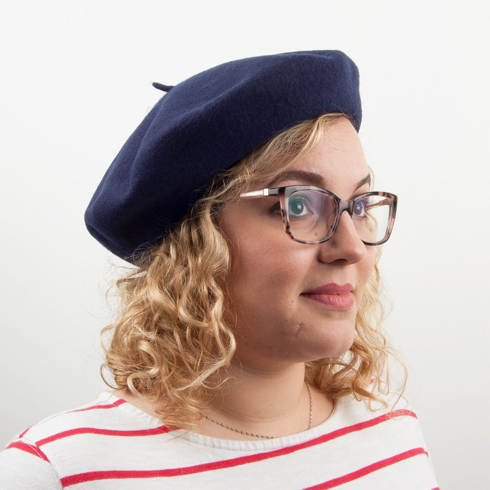 Wool Fashion Beret - Navy Blue