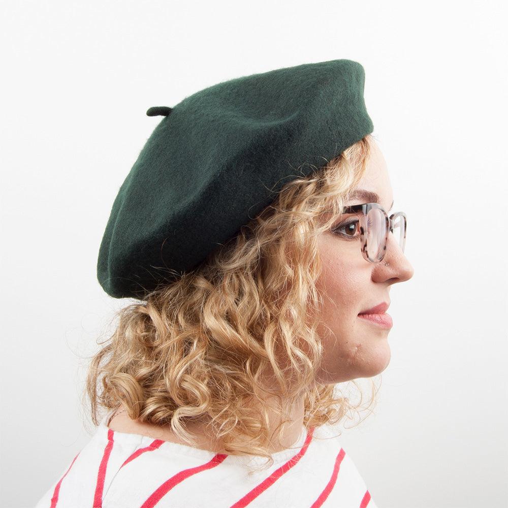 Wool Fashion Beret - Dark Green