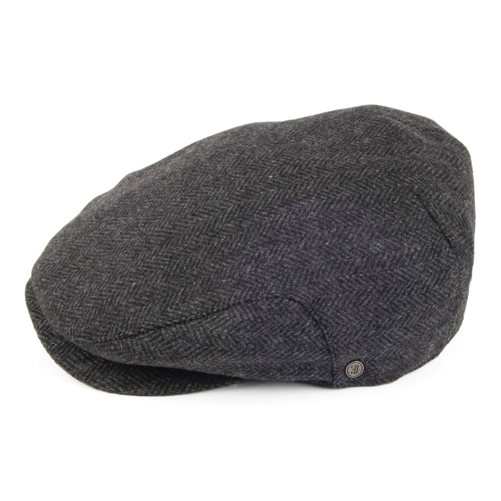 Jaxon & James Herringbone Extended Bill Flat Cap - Charcoal