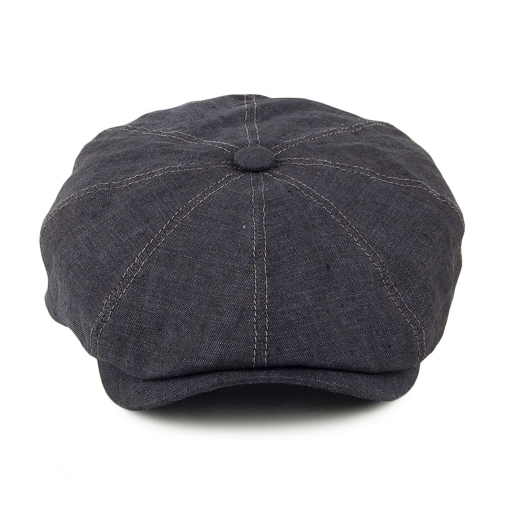 Stetson Hats Hatteras Linen Newsboy Cap - Navy Blue