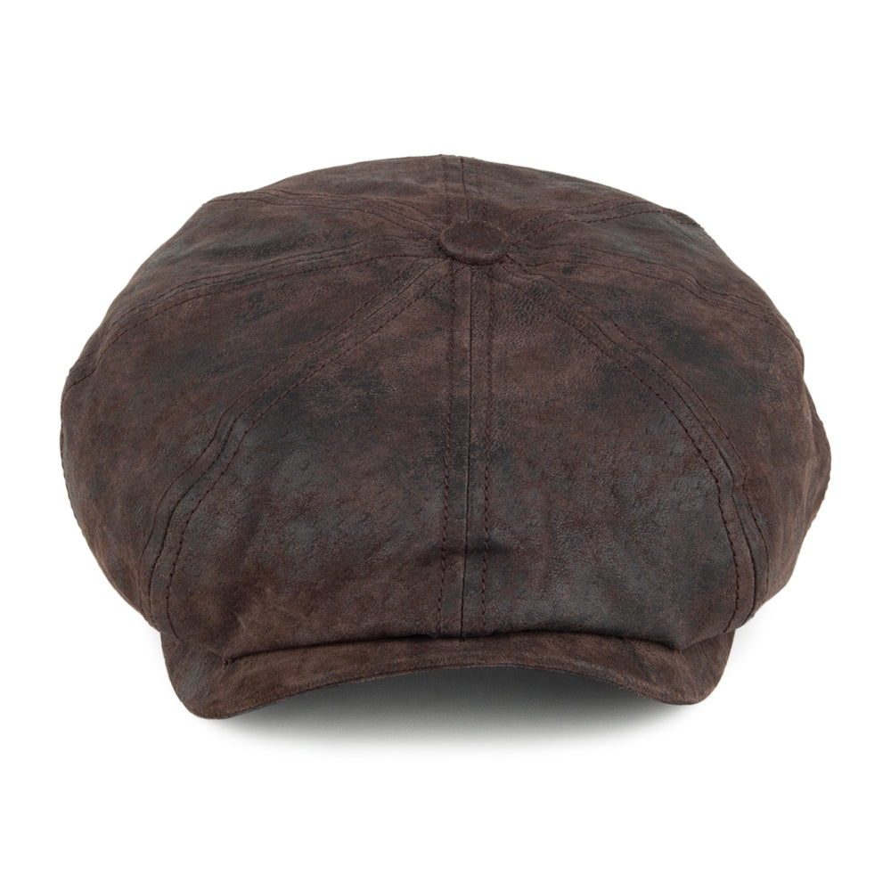 Stetson Hats Hatteras Leather Newsboy Cap - Brown