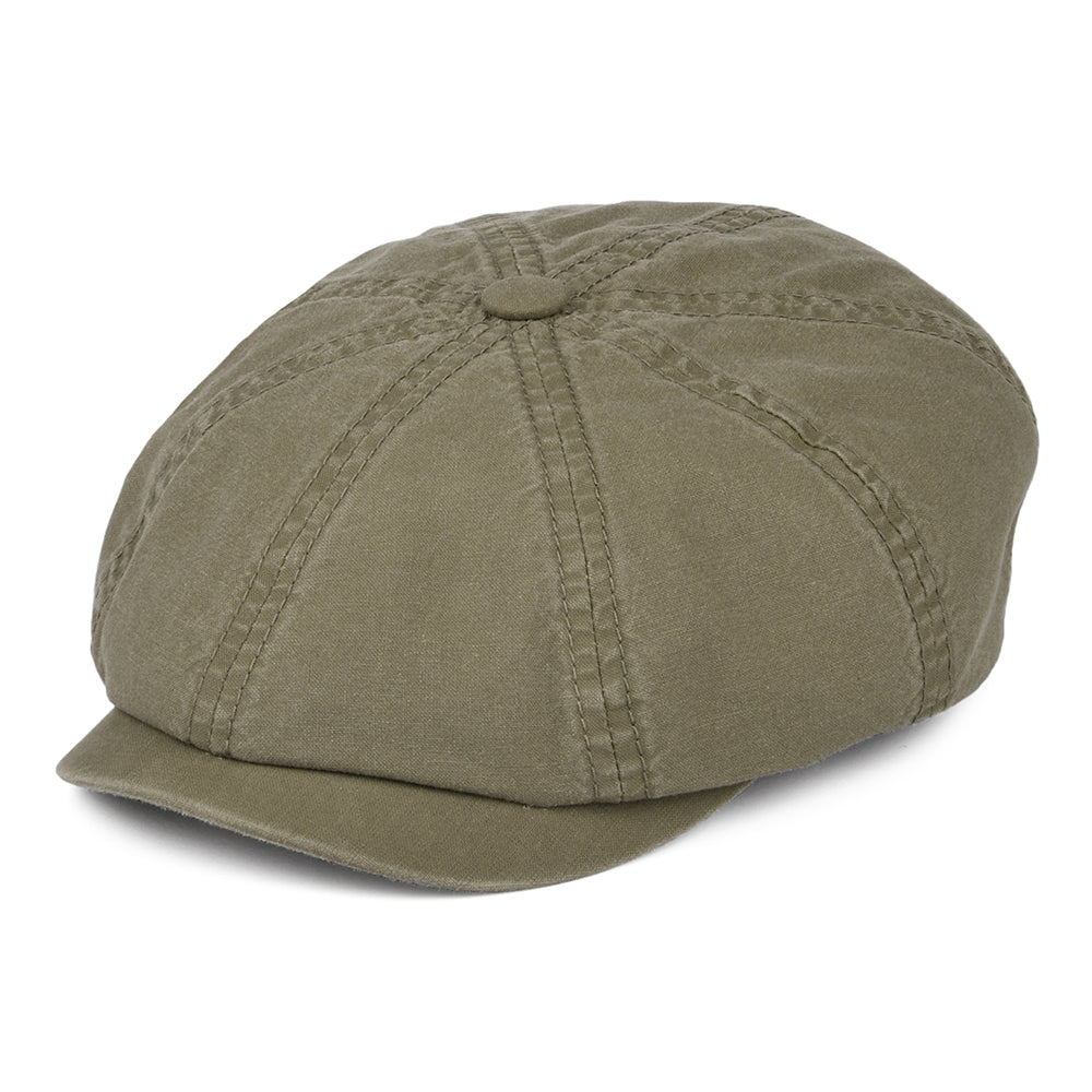 Stetson Hats Hatteras Washed Organic Cotton Newsboy Cap - Olive ...