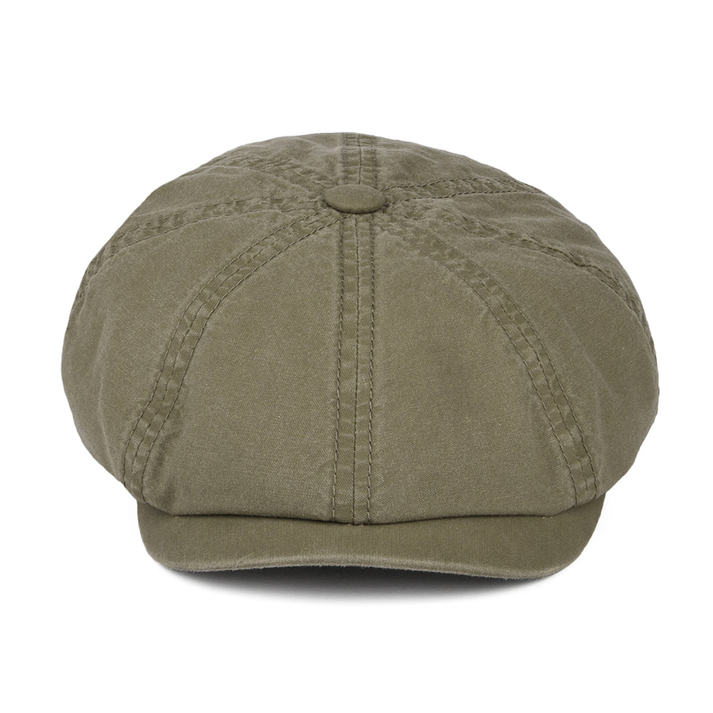 Stetson Hats Hatteras Washed Organic Cotton Newsboy Cap - Olive