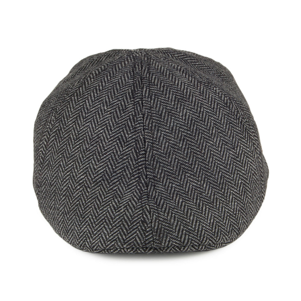 Barts Hats Mr. Mitchell Herringbone Duckbill Flat Cap With Brown Tab - Black