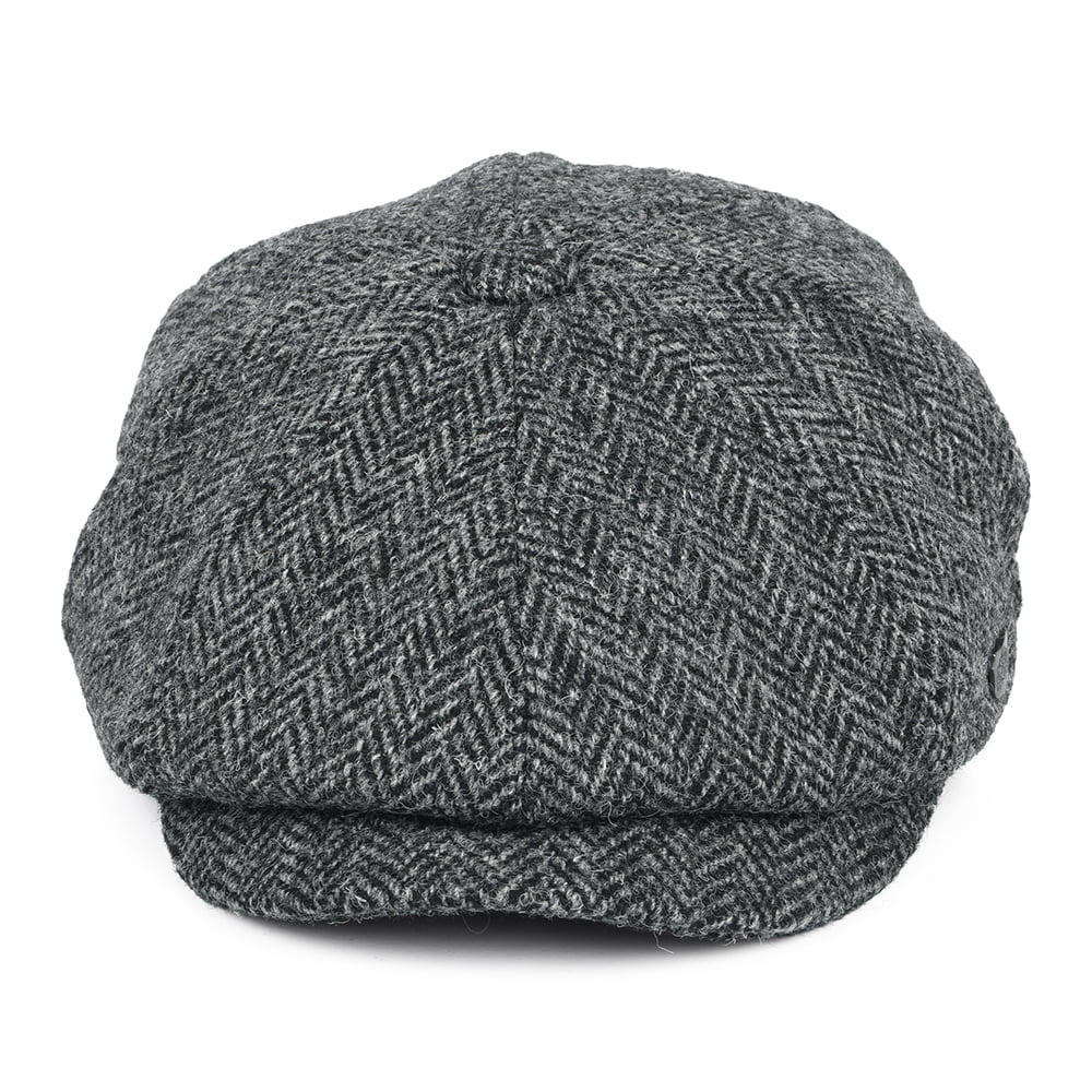 Failsworth Hats Harris Tweed Herringbone Carloway Newsboy Cap - Charcoal