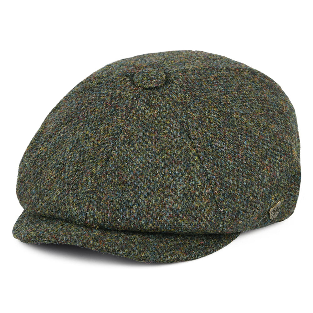 Failsworth Hats Harris Tweed Herringbone Carloway Newsboy Cap - Forest ...