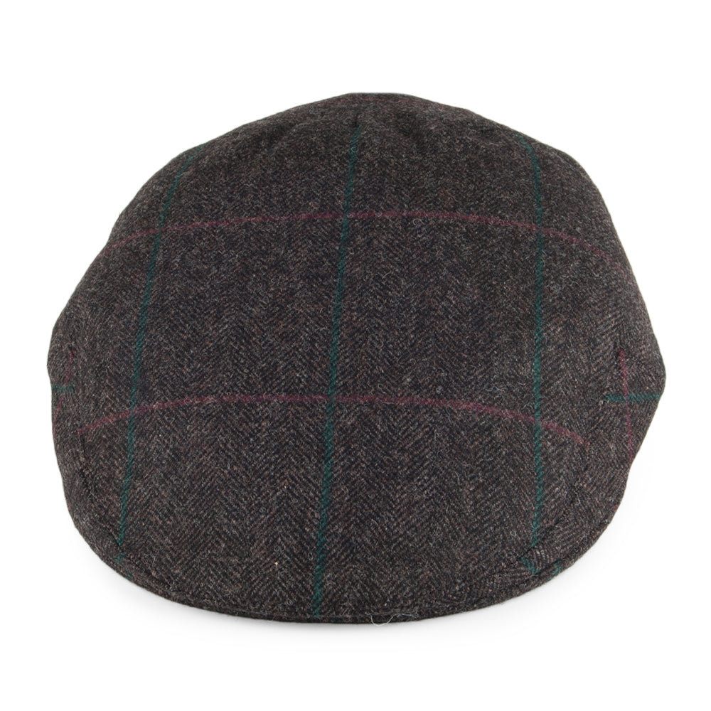 Olney Hats Kinloch Herringbone Tweed Flat Cap - Brown