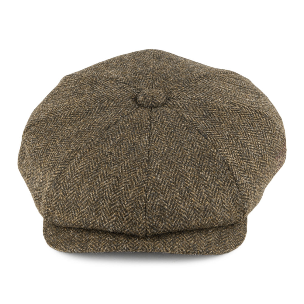 Christys Hats Country Tweed Herringbone Newsboy Cap - Olive