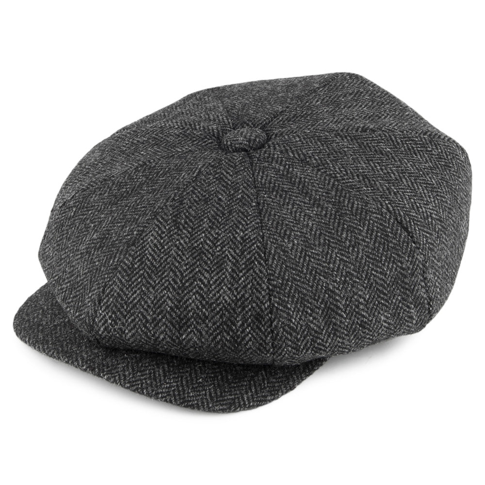 Christys Hats Country Tweed Herringbone Newsboy Cap - Charcoal ...