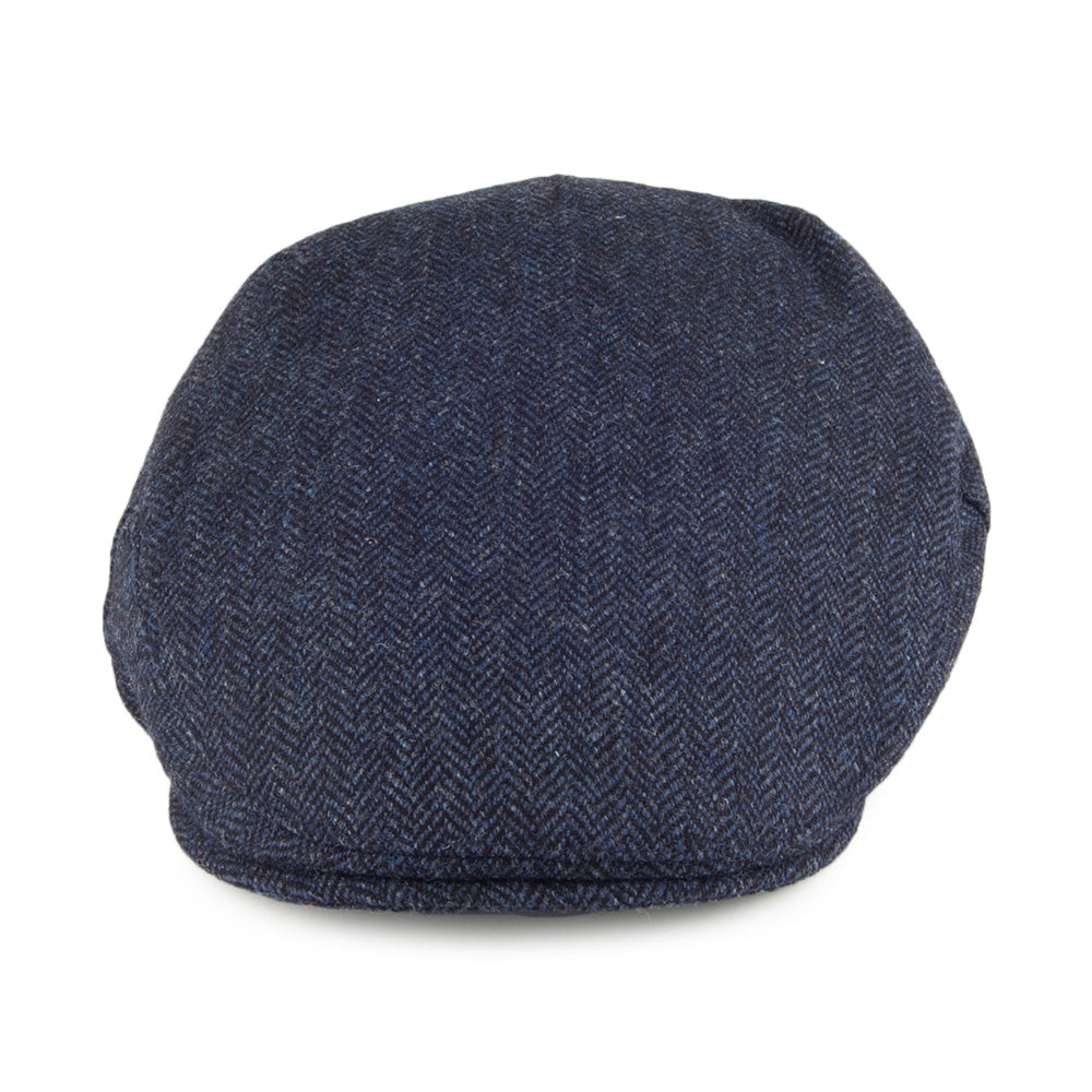 Christys Hats Balmoral Country Tweed Herringbone Flat Cap - Navy