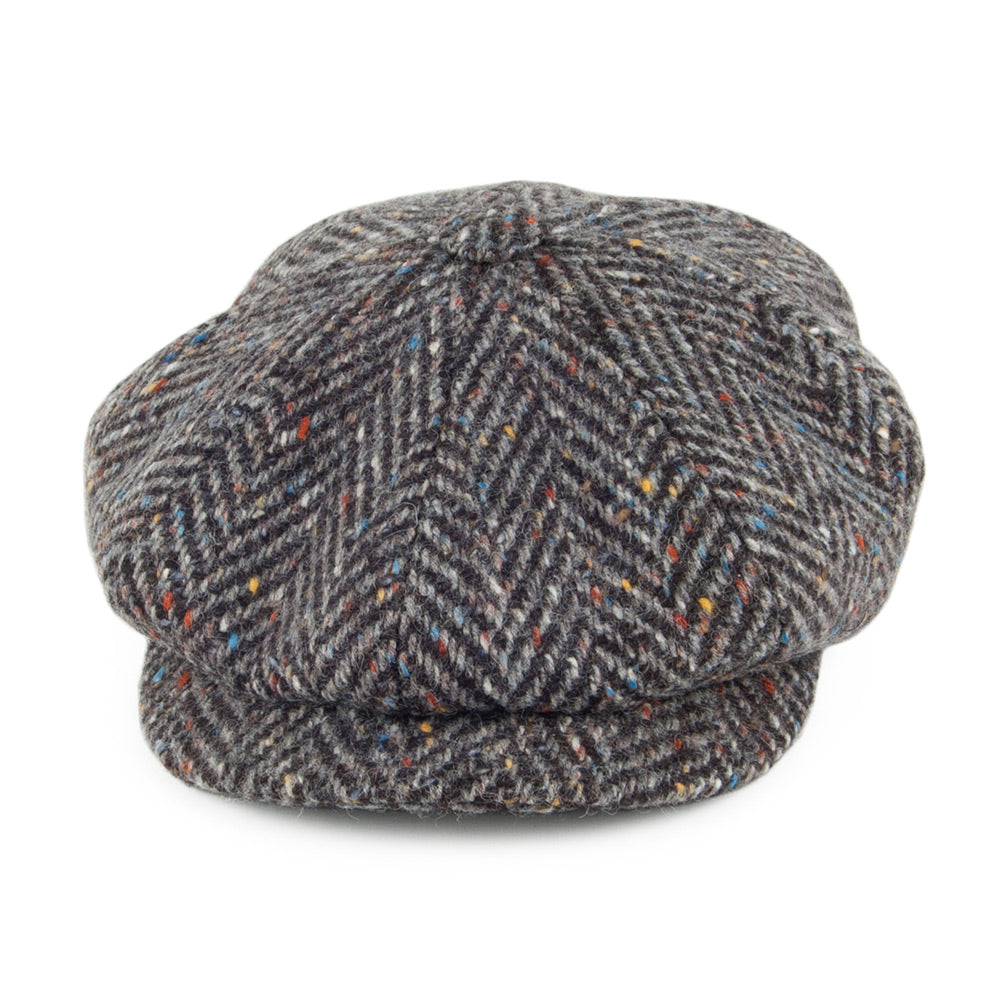 City Sport Donegal Tweed Herringbone Newsboy Cap - Charcoal