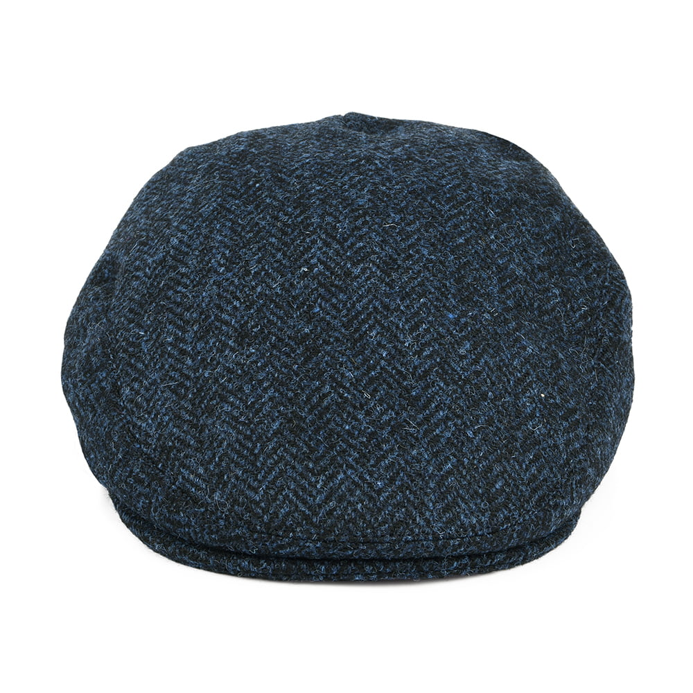 Failsworth Hats Harris Tweed Herringbone Stornoway Flat Cap - Blue