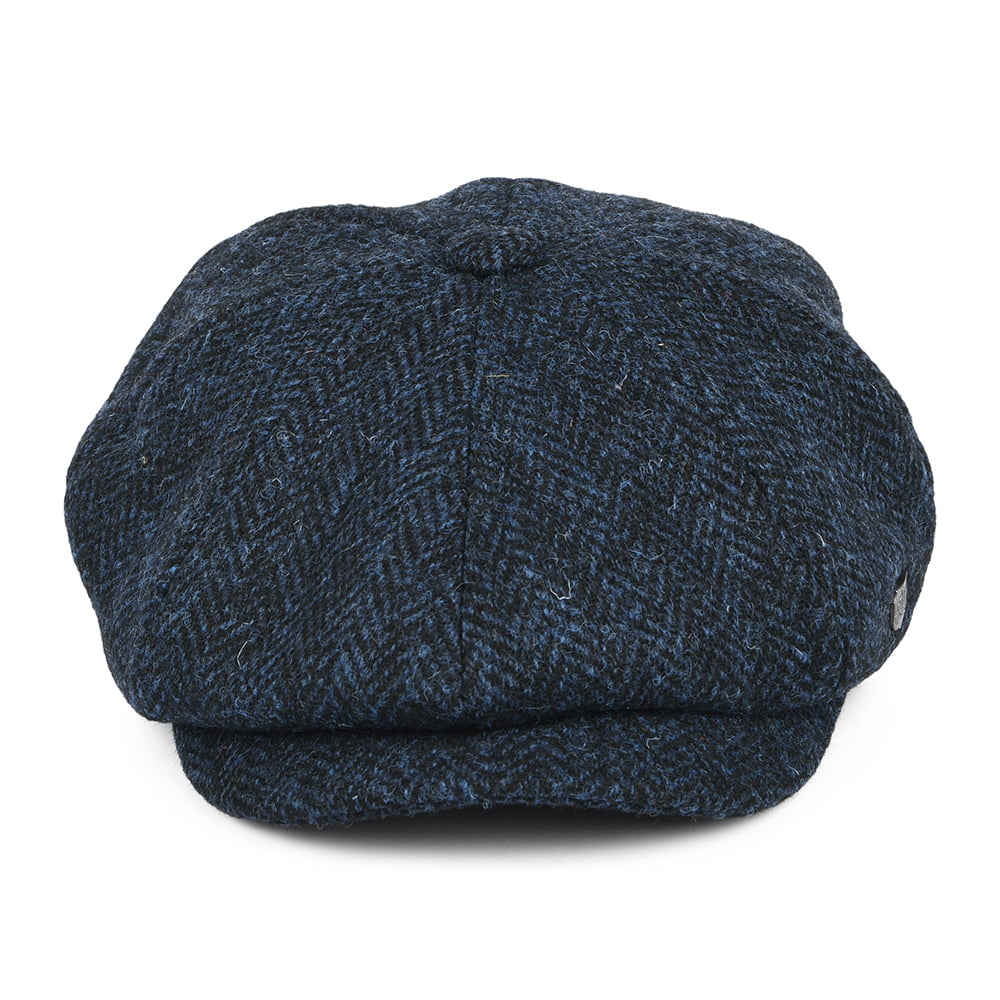 Failsworth Hats Harris Tweed Herringbone Carloway Newsboy Cap - Blue