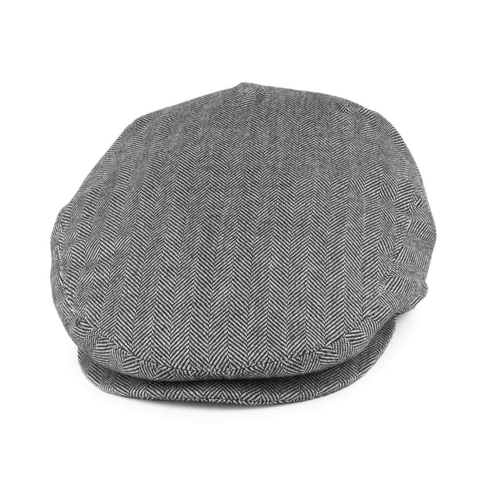 Jaxon & James Pure Wool Herringbone Flat Cap - Black-Ivory