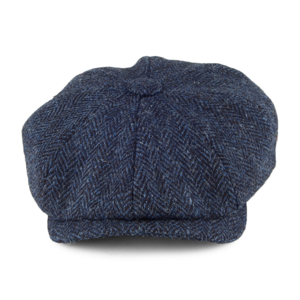 Olney Hats Harris Tweed Herringbone 8 Piece Newsboy Cap - Navy Blue