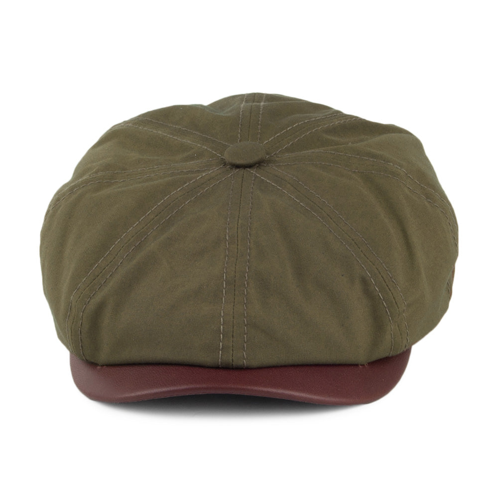 Stetson Hatteras Waxed Cotton Newsboy Cap - Olive