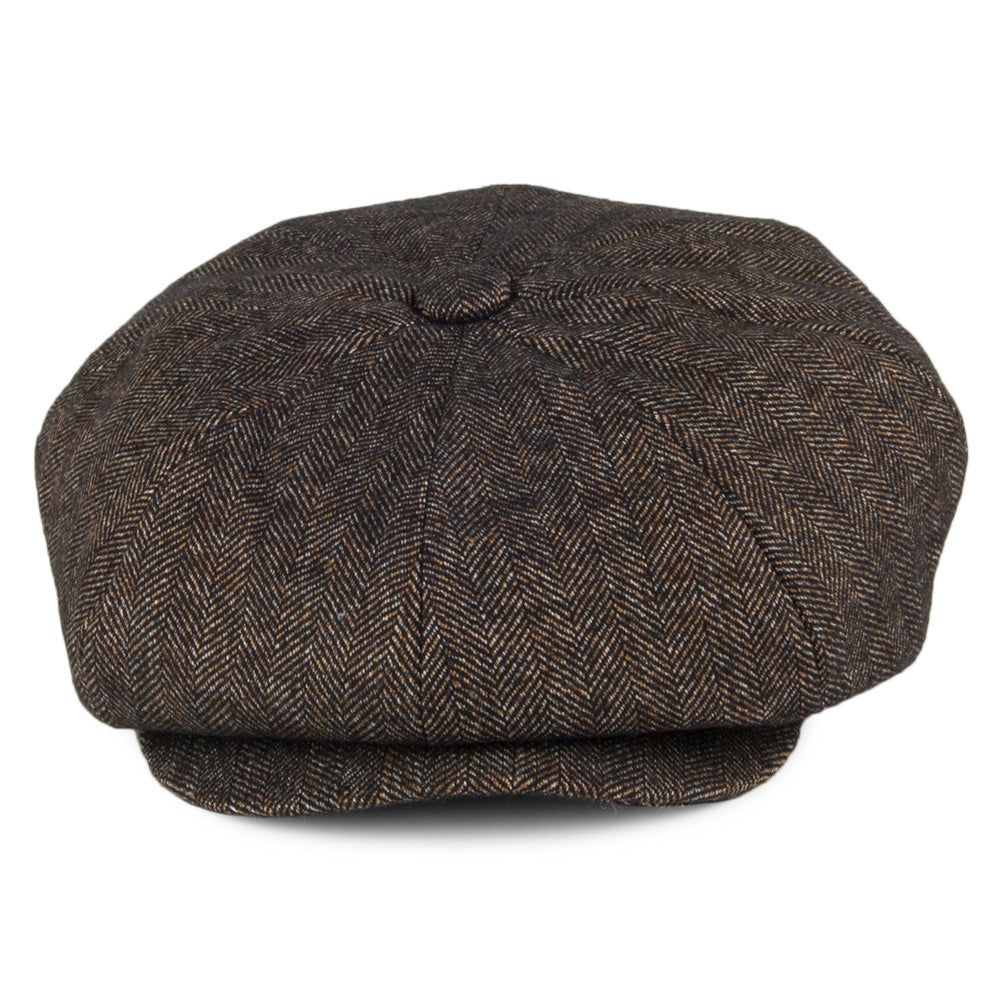 Bailey Hats Beech Herringbone Newsboy Cap - Black-Brown