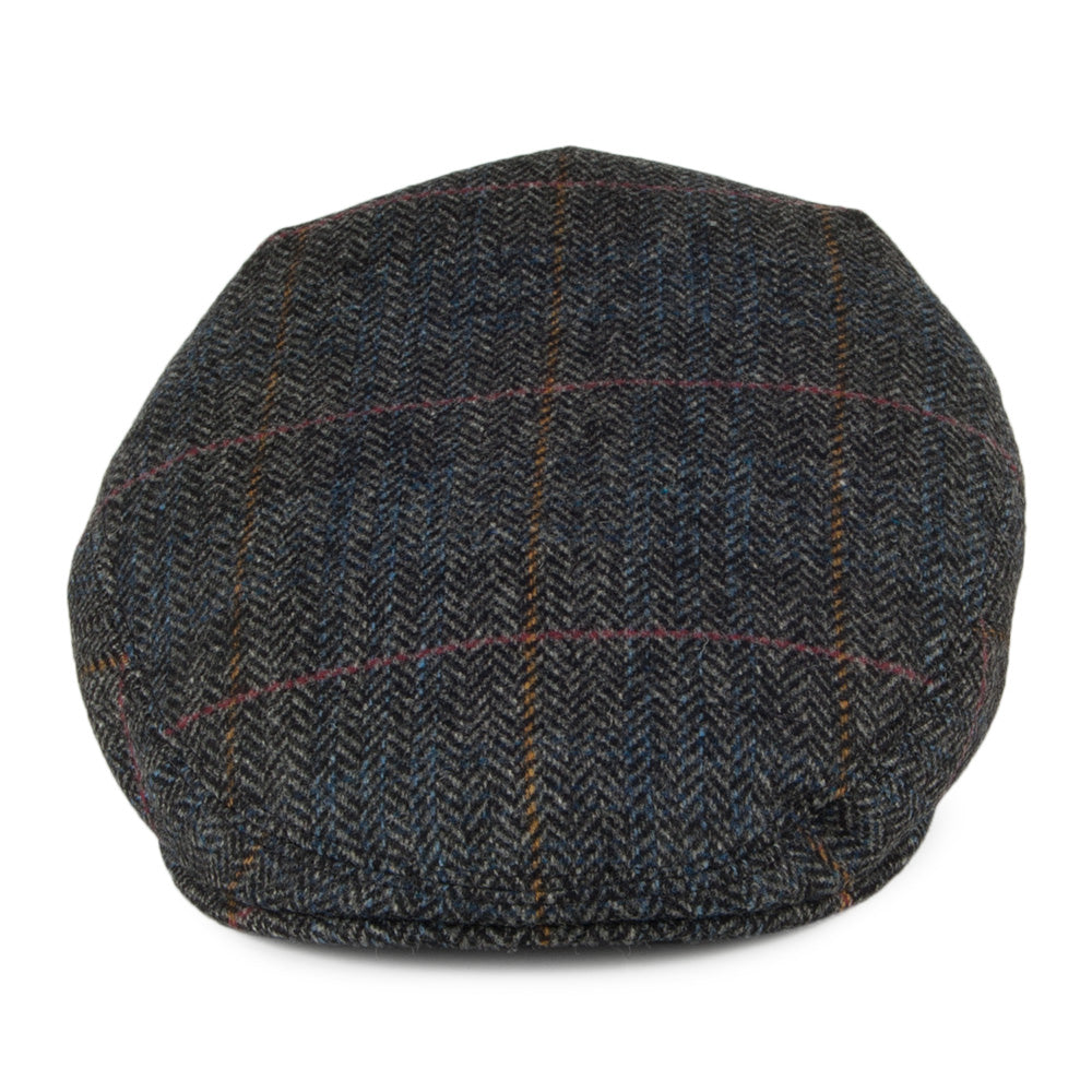 City Sport Windowpane Herringbone Wool Flat Cap - Grey