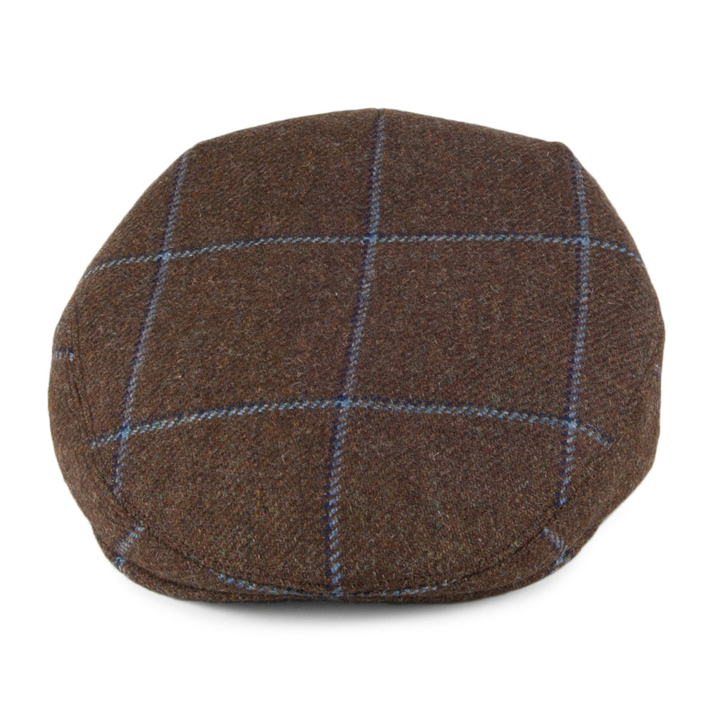 City Sport Windowpane Virgin English Wool Flat Cap - Brown