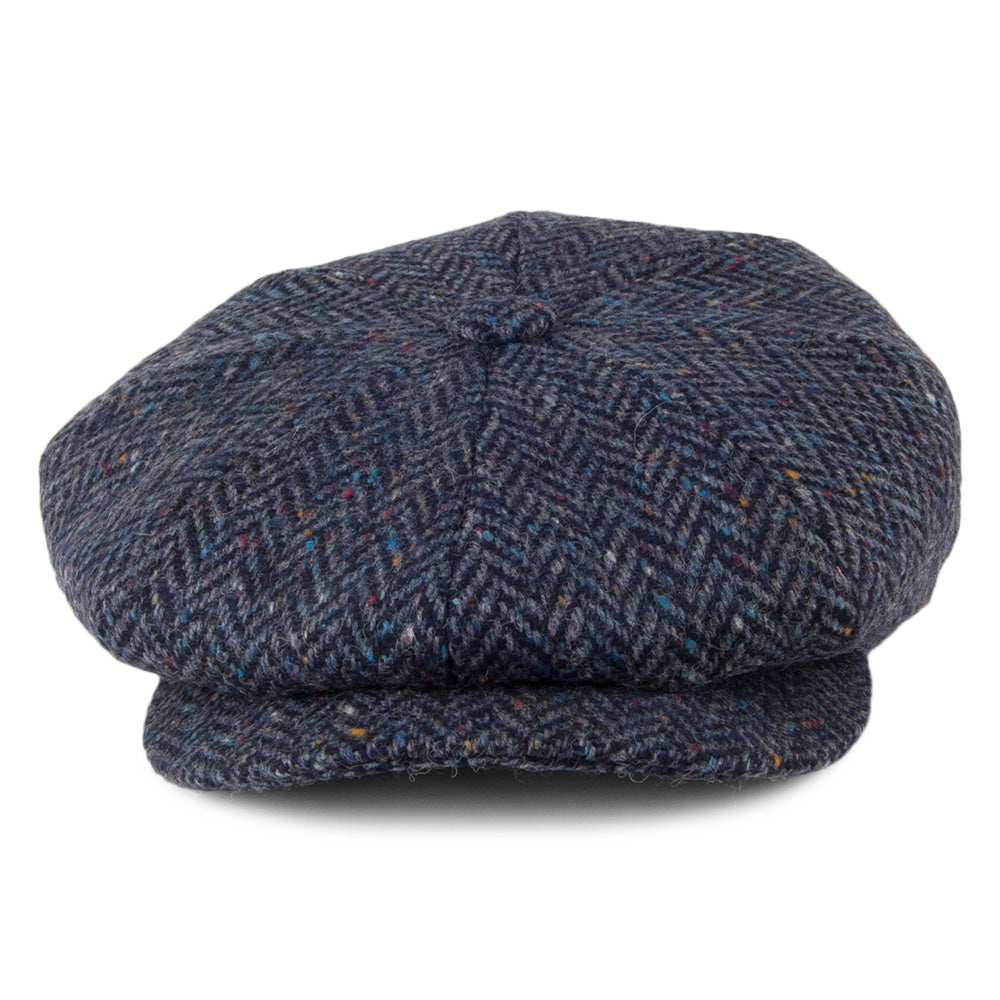 City Sport Herringbone Donegal Tweed Newsboy Cap - Blue-Navy