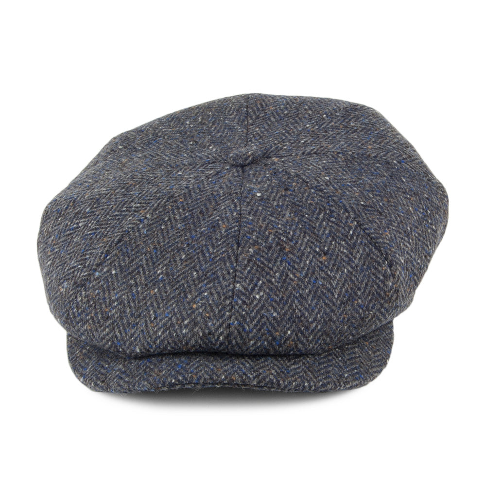 City Sport Herringbone Donegal Tweed Newsboy Cap - Grey-Blue