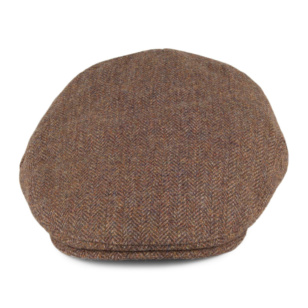 Christys Hats Balmoral Country Tweed Herringbone Flat Cap - Olive-Brown