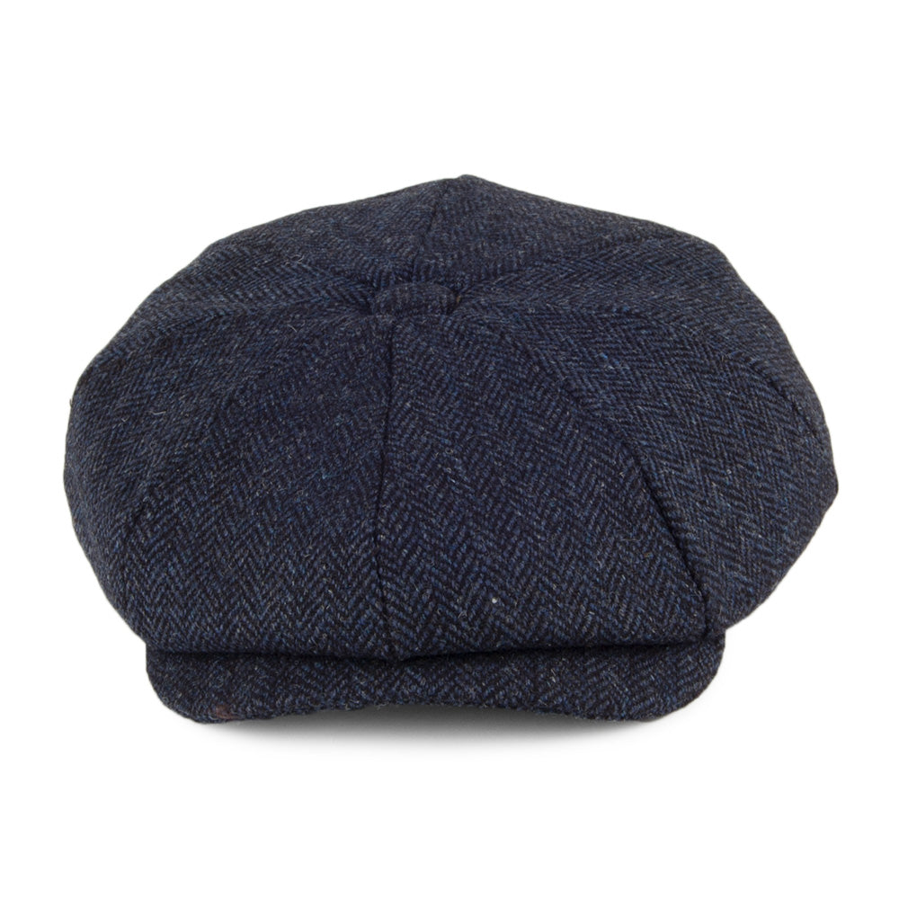 Christys Hats Country Tweed Herringbone Newsboy Cap - Navy Blue