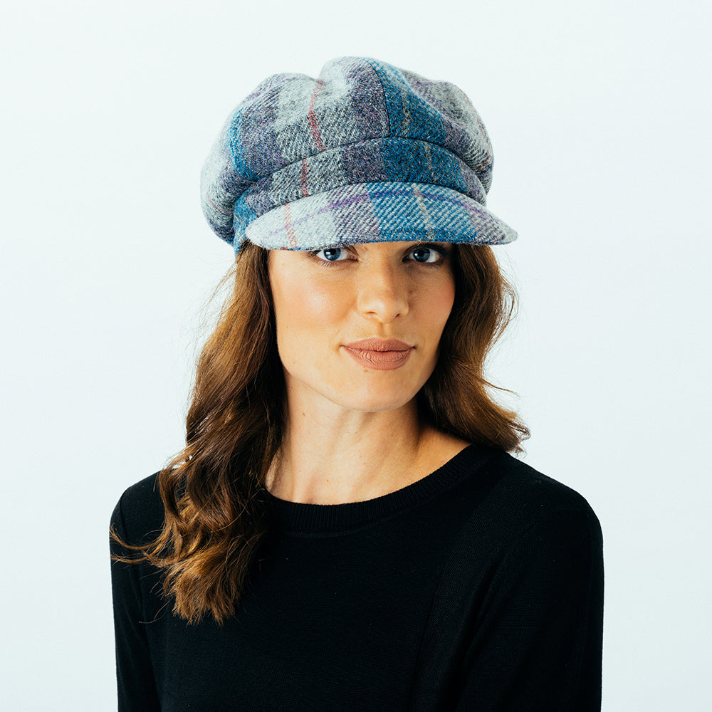 Failsworth Hats Harris Tweed Gabby Baker Boy Cap - Blue-Mix