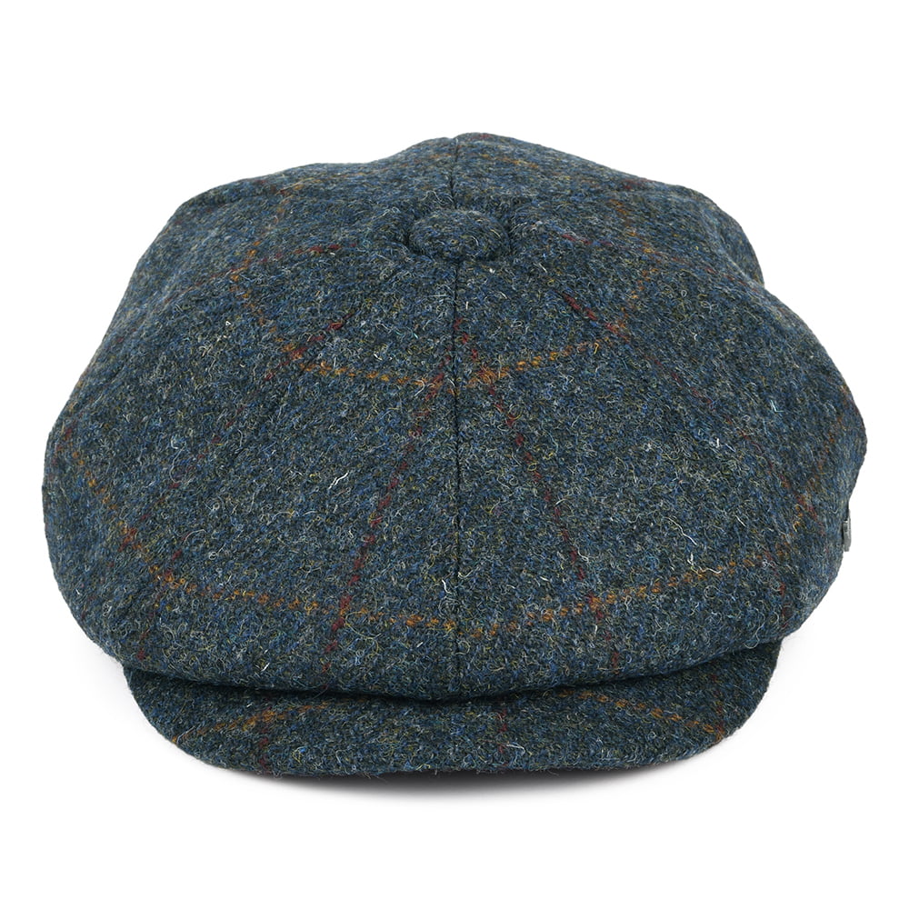 Failsworth Hats Carloway Windowpane Harris Tweed Newsboy Cap - Blue-Multi