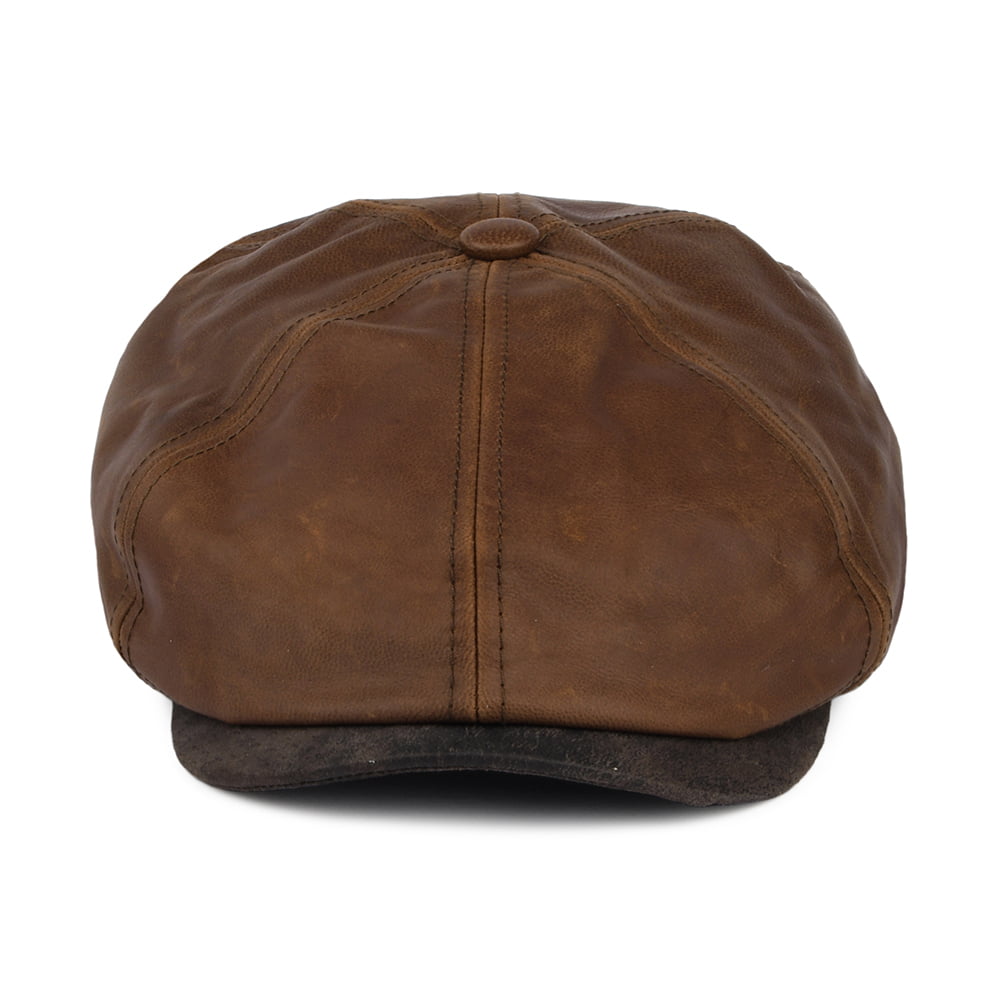 Jaxon & James Fulton Leather Flat Cap - Brown