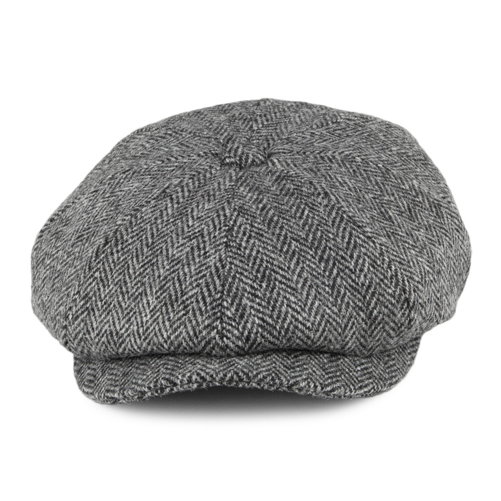 Jaxon & James Harris Tweed Castlebay Newsboy Cap - Black-Grey