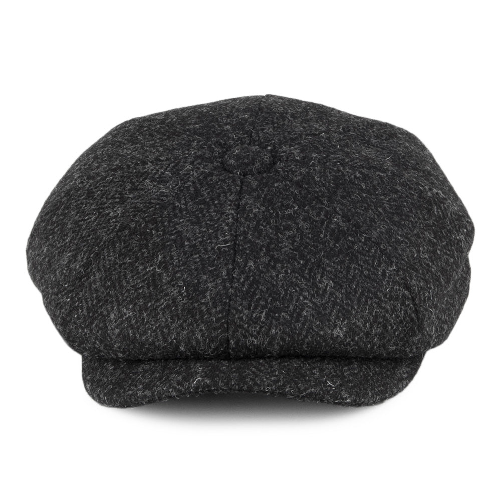 Jaxon & James Harris Tweed Taransay Newsboy Cap - Black-Charcoal