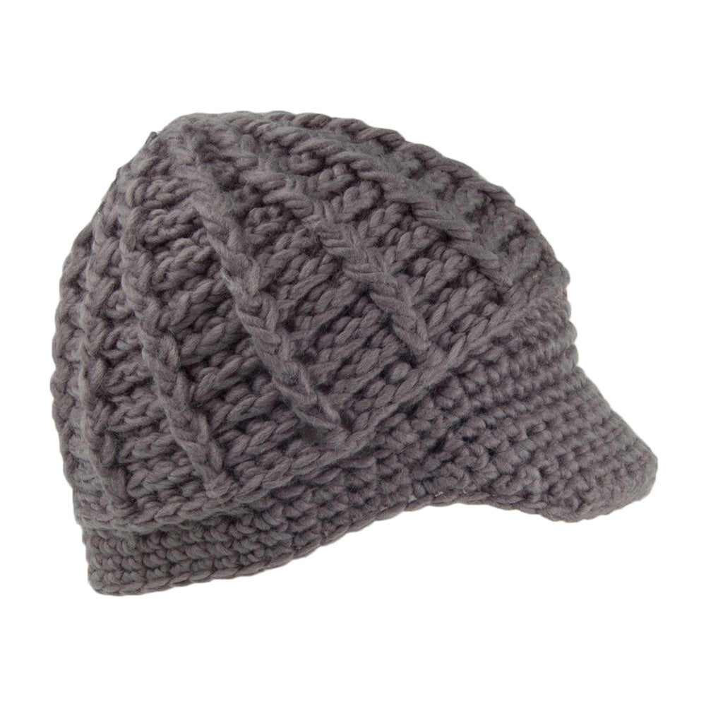 Scala Hats Knitted Peaked Beanie - Grey