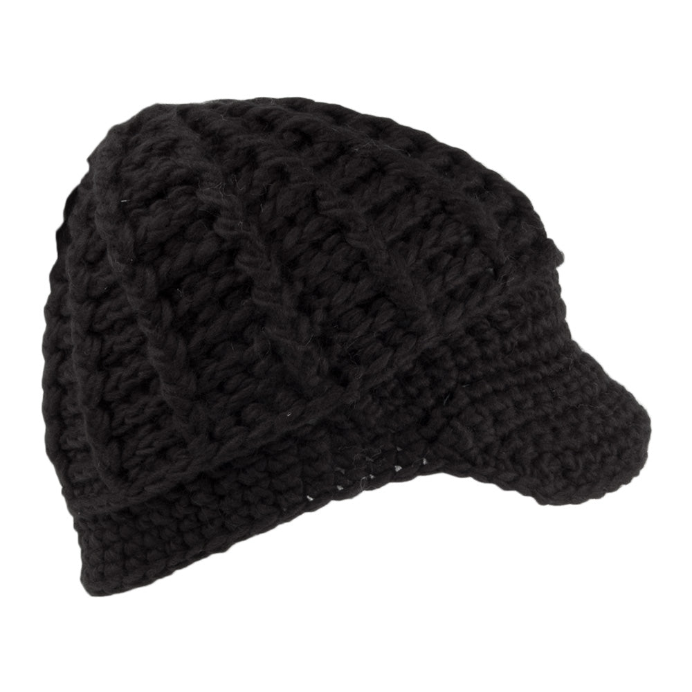 Scala Hats Letizia Crochet Peaked Beanie Hat - Black