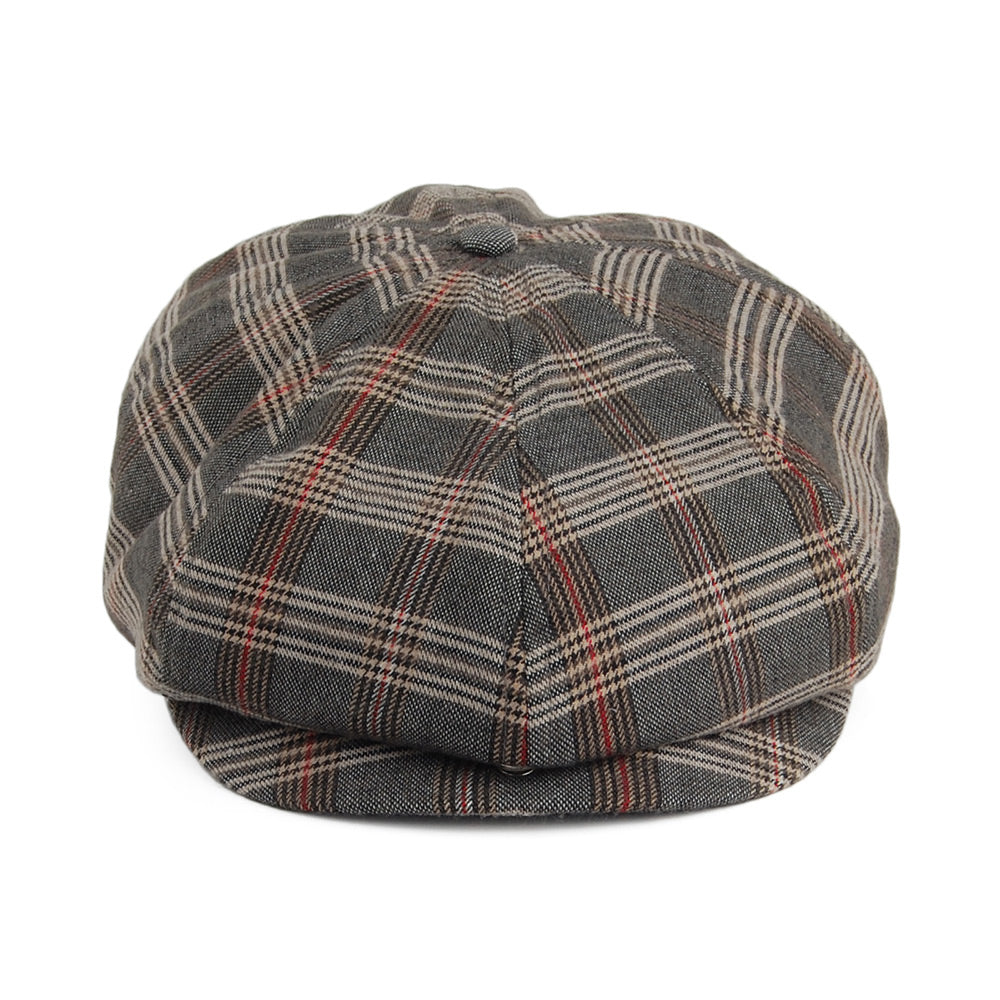 Brixton Hats Brood Plaid Newsboy Cap - Grey-Tan