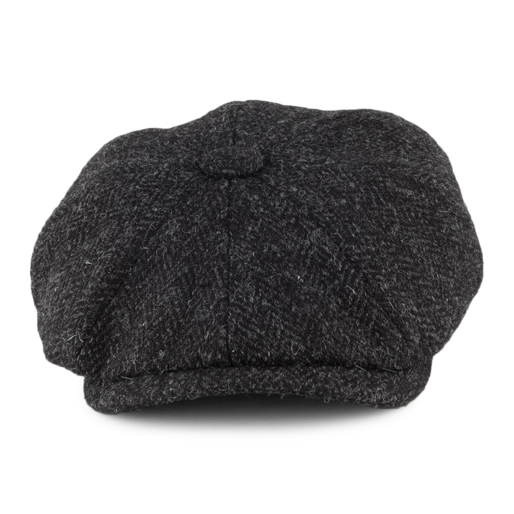 Olney Hats Harris Tweed Herringbone 8 Piece Newsboy Cap - Charcoal