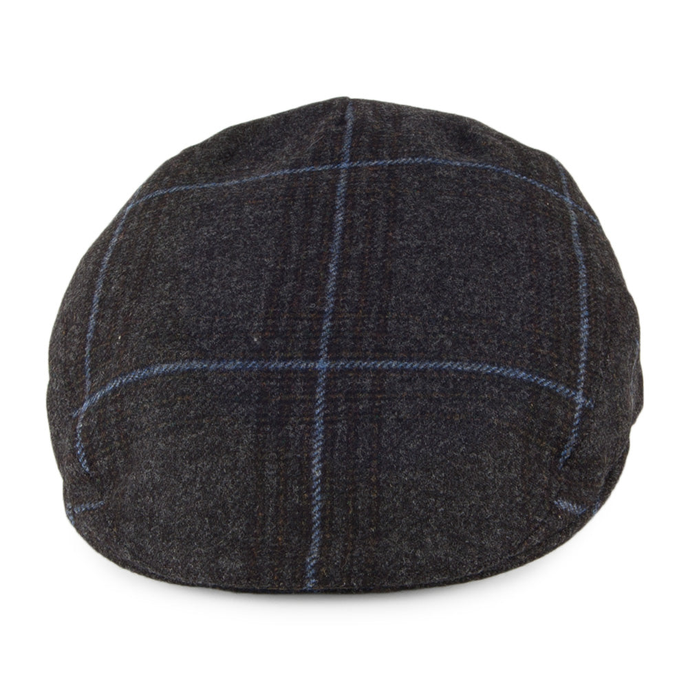 Olney Kinloch Tweed Saxony Flat Cap - Charcoal-Blue