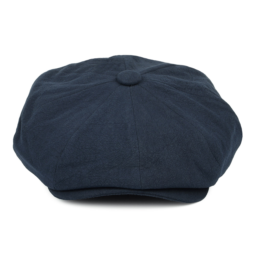 Christys Hats Alfie Heavy Linen Newsboy Cap - Navy Blue