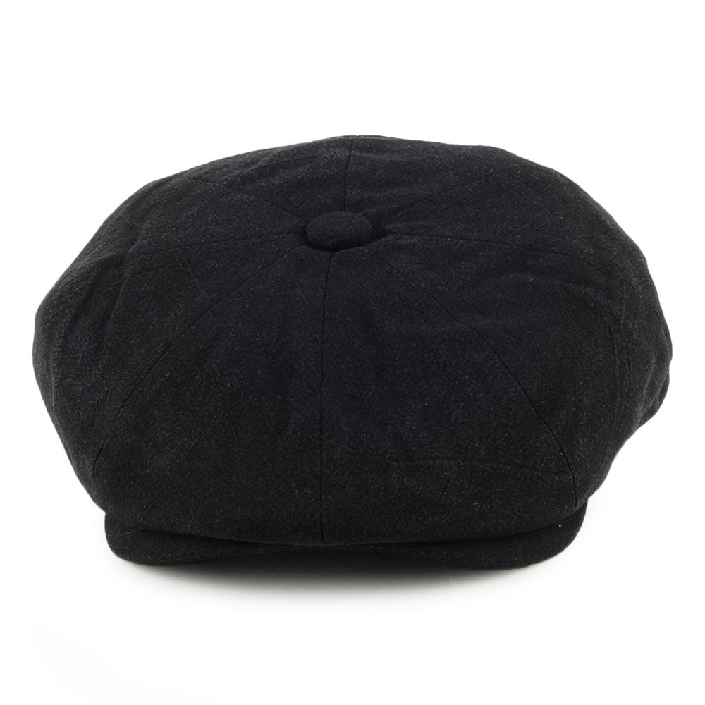 Christys Hats Alfie Heavy Linen Newsboy Cap - Black