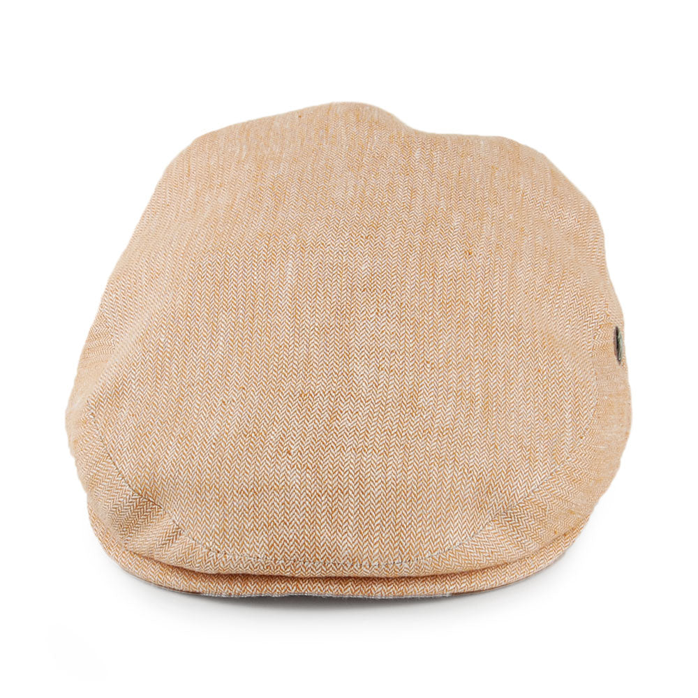 City Sport Micro Herringbone Linen Flat Cap - Burnt Orange