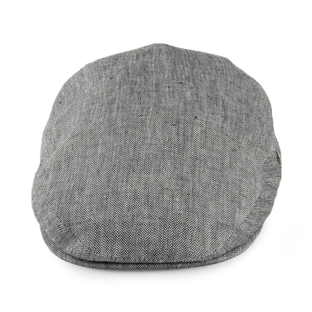 City Sport Micro Herringbone Linen Flat Cap - Black