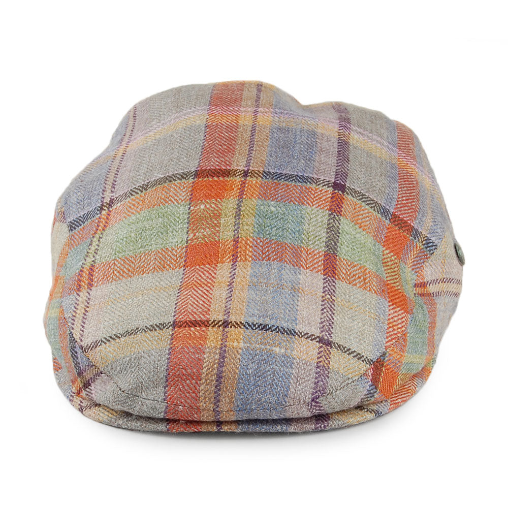 City Sport Pastel Herringbone Plaid Silk-Linen Flat Cap - Multi-Coloured