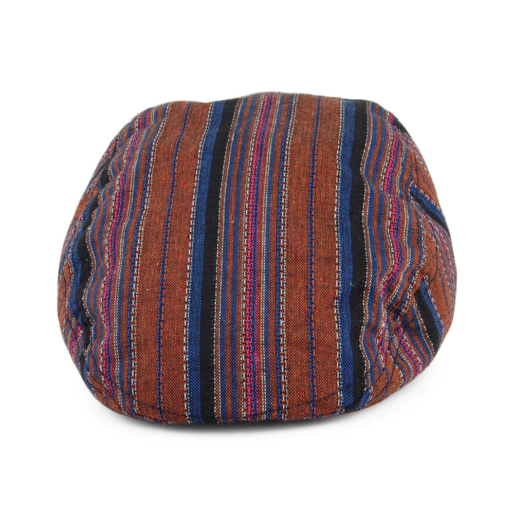 Carlos Santana Antigua Striped Cotton Flat Cap - Brown-Blue