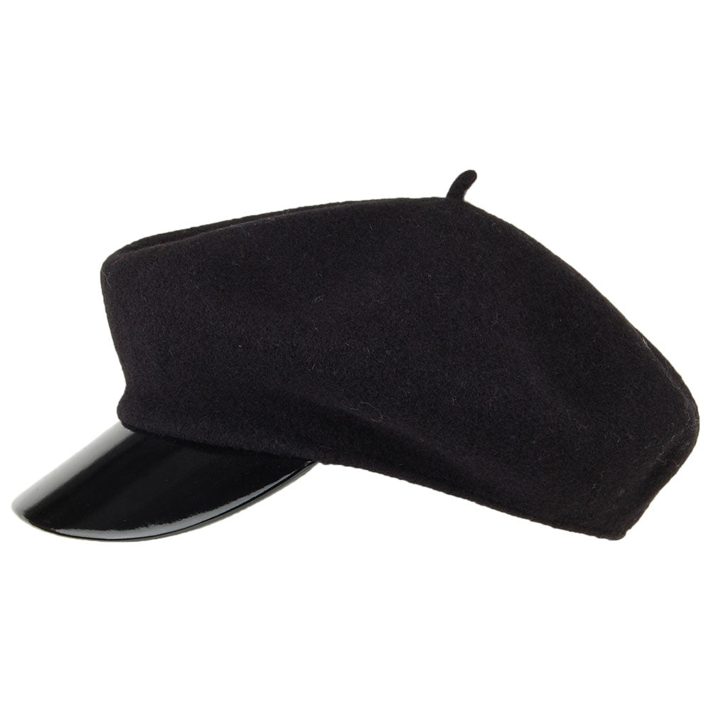 Seeberger Hats Wool Baker Boy Cap - Black