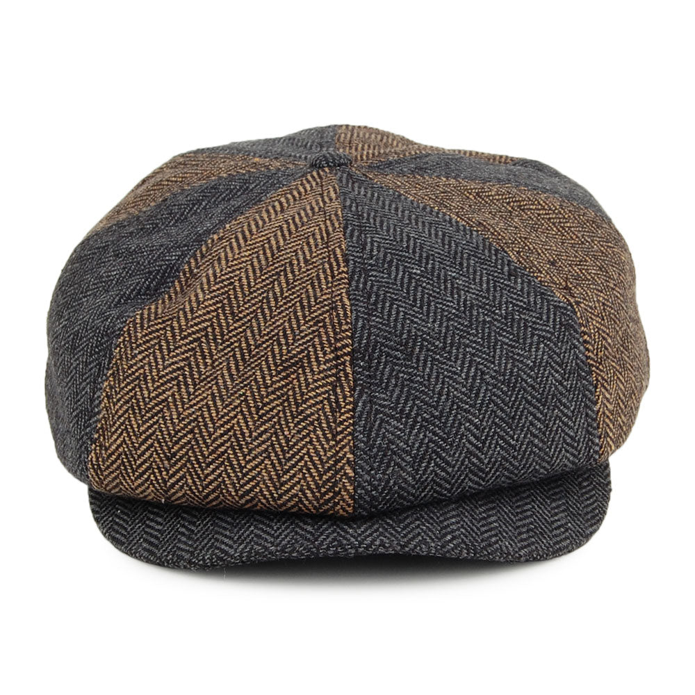 Brixton Hats Brood Multi-Panel Newsboy Cap - Brown-Grey