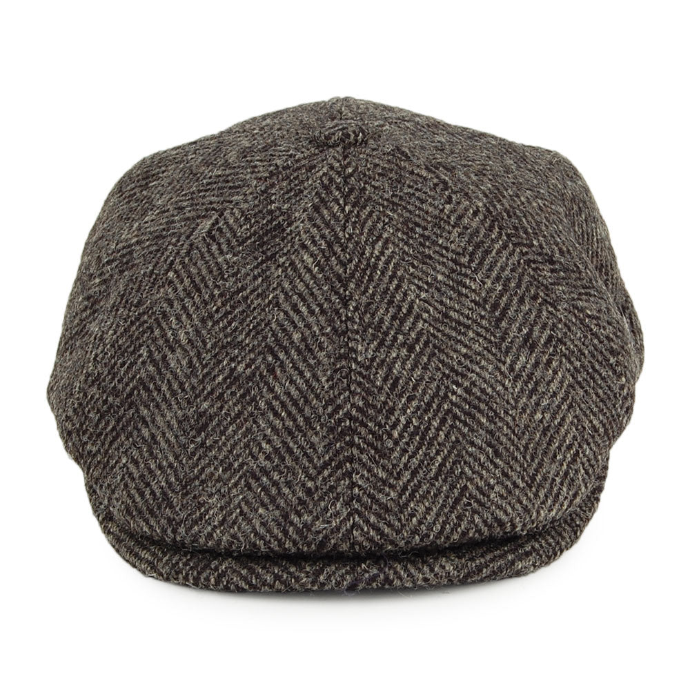 Failsworth Hats Harris Tweed Herringbone Hudson Newsboy Cap - Grey-Black