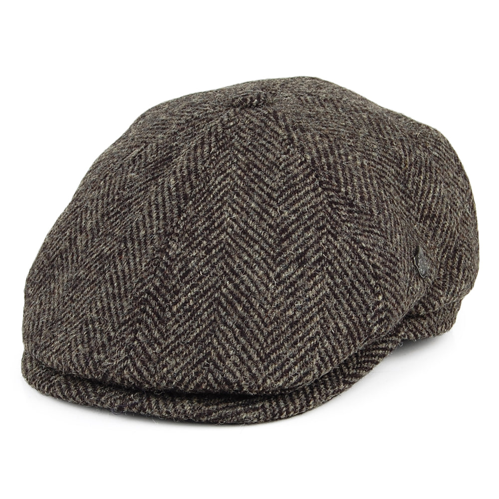 Failsworth Hats Harris Tweed Herringbone Hudson Newsboy Cap - Grey-Bla ...