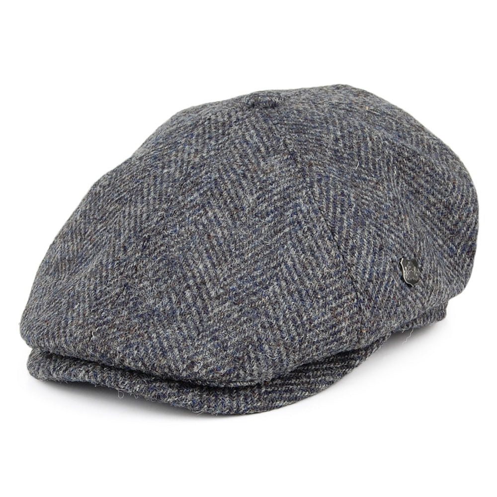 Failsworth Hats Harris Tweed Herringbone Hudson Newsboy Cap - Blue-Gre ...